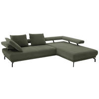 ECKSOFA in Chenille Olivgrün  - Schwarz/Olivgrün, Design, Textil/Metall (305/224cm) - Dieter Knoll