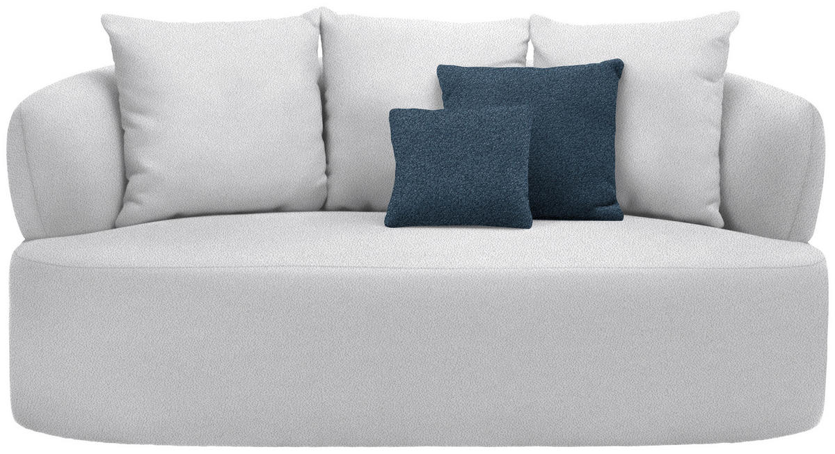 2-SITZER-SOFA in Plüsch Hellgrau  - Hellgrau/Schwarz, MODERN, Kunststoff/Textil (177/86/105cm) - Hom`in