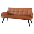 SITZBANK 160/89,5/64 cm  in Cognac  - Cognac/Schwarz, Design, Leder/Holz (160/89,5/64cm) - Novel