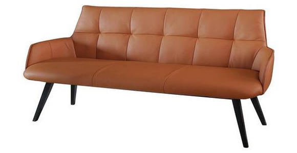 SITZBANK 160/89,5/64 cm in Cognac - Cognac/Schwarz, Design, Leder/Holz (160/89,5/64cm) - Novel