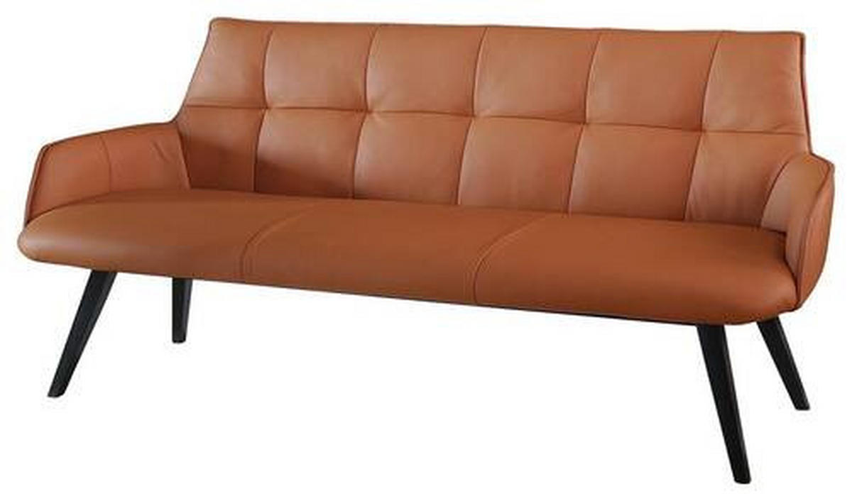 SITZBANK 160/89,5/64 cm Echtleder Cognac Buche massiv  - Cognac/Schwarz, Design, Leder/Holz (160/89,5/64cm) - Novel