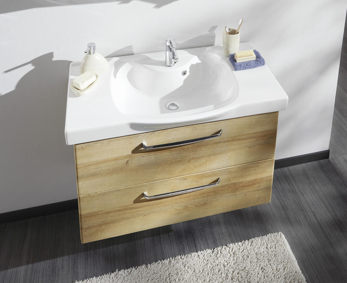 BADEZIMMER  in 92 cm  - Eichefarben/Weiß, KONVENTIONELL, Keramik/Holzwerkstoff (92cm) - Sadena