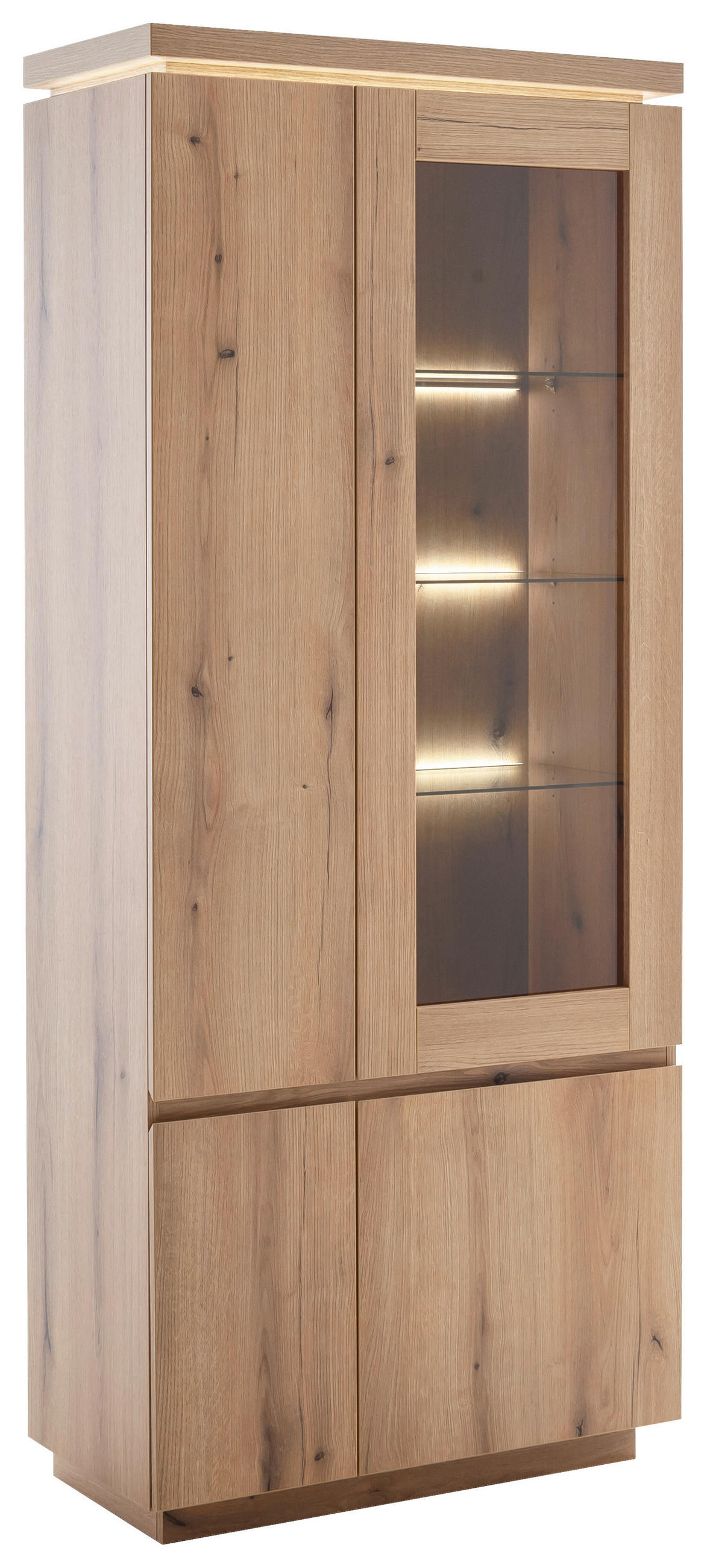 VITRINE Eichefarben, Kaschmir  - Kaschmir/Eichefarben, Design, Glas/Holzwerkstoff (82/197/40cm) - Livetastic