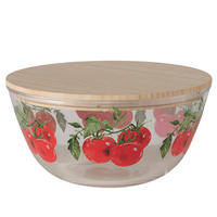 SCHALE   - Transparent/Rot, Trend, Glas/Holz (23/11cm)