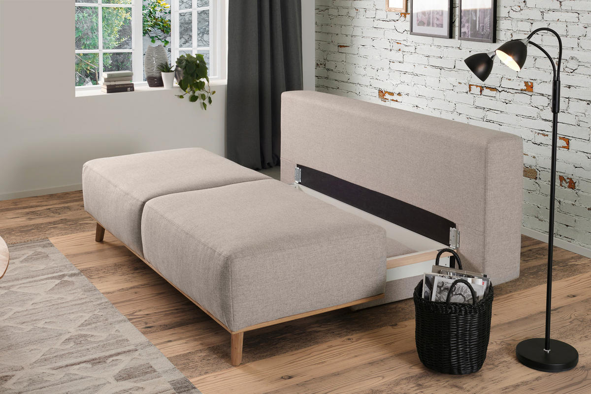 BOXSPRINGSOFA in Hellgrau  - Hellgrau, Design, Holz/Textil (203/97/107cm) - Dieter Knoll
