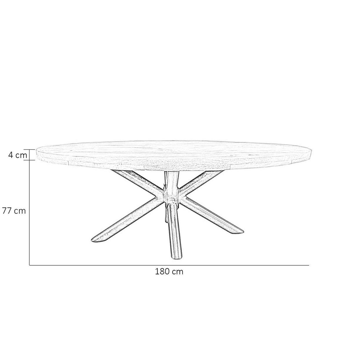 ESSTISCH in Holz 180/100/77 cm  - Schwarz/Braun, Natur, Holz/Metall (180/100/77cm) - MID.YOU