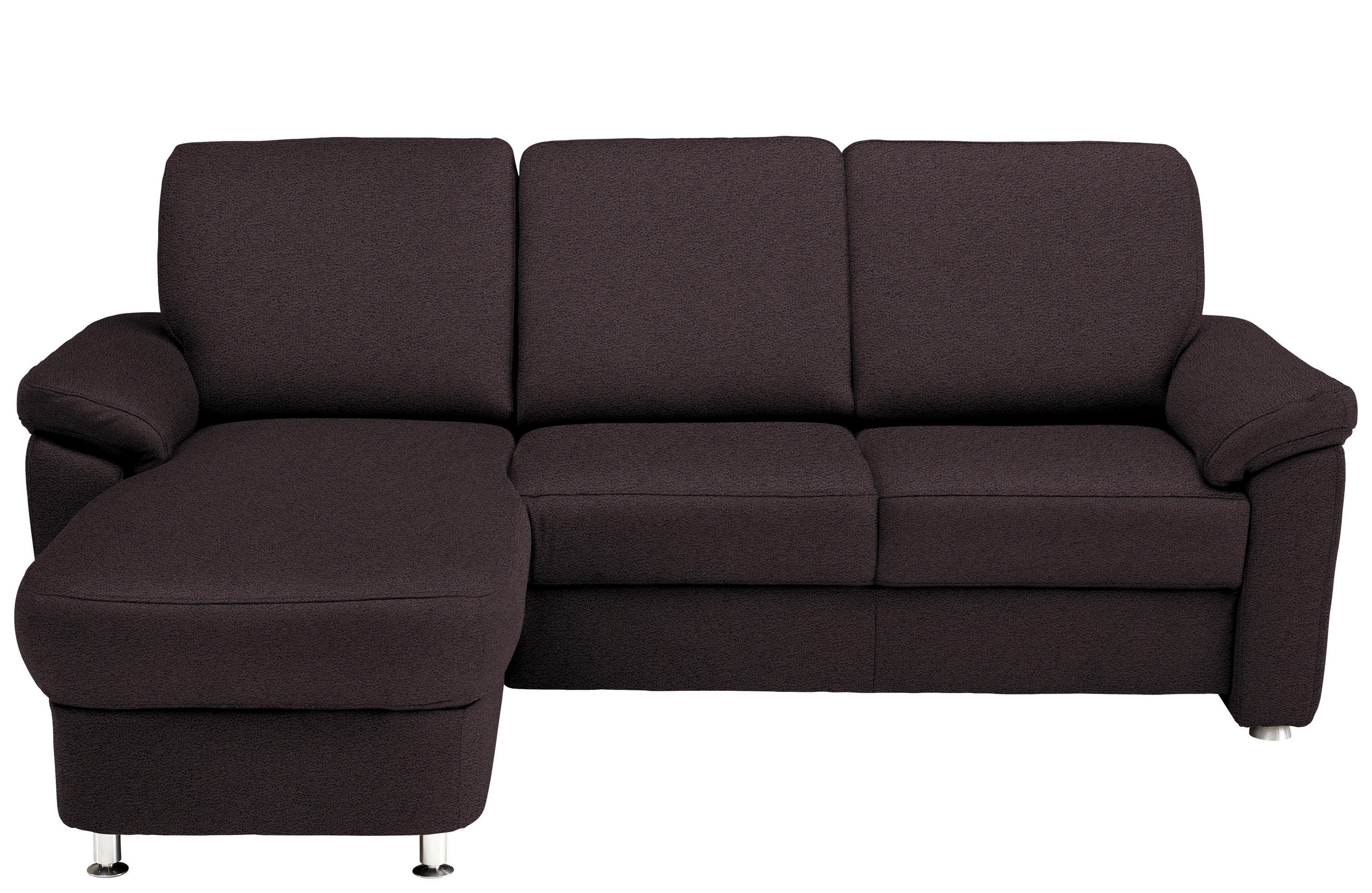 ECKSOFA in Flachgewebe Mokka  163/250 cm  - Chromfarben/Mokka, KONVENTIONELL, Textil/Metall (163/250cm) - Beldomo System