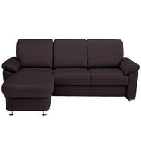 ECKSOFA in Flachgewebe Mokka  - Chromfarben/Mokka, Konventionell, Textil/Metall (163/250cm) - Beldomo System