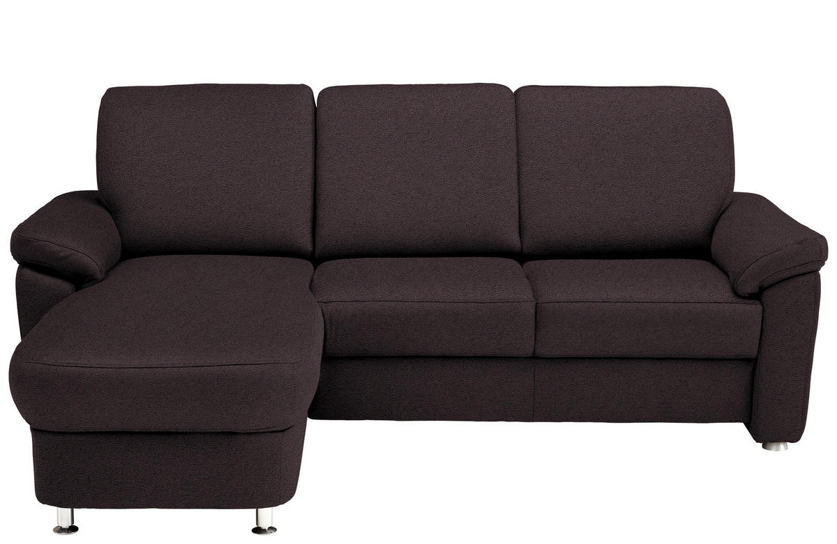 ECKSOFA in Flachgewebe Mokka  - Chromfarben/Mokka, Konventionell, Textil/Metall (163/250cm) - Beldomo System