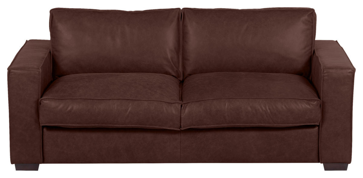 SCHLAFSOFA in Echtleder Braun  - Dunkelbraun/Braun, Design, Leder/Holz (203/85/99cm) - MID.YOU