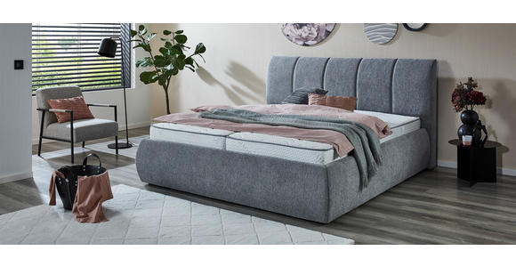 POLSTERBETT Silberfarben 180/200 cm  - Silberfarben/Schwarz, KONVENTIONELL, Kunststoff/Textil (180/200cm) - Carryhome