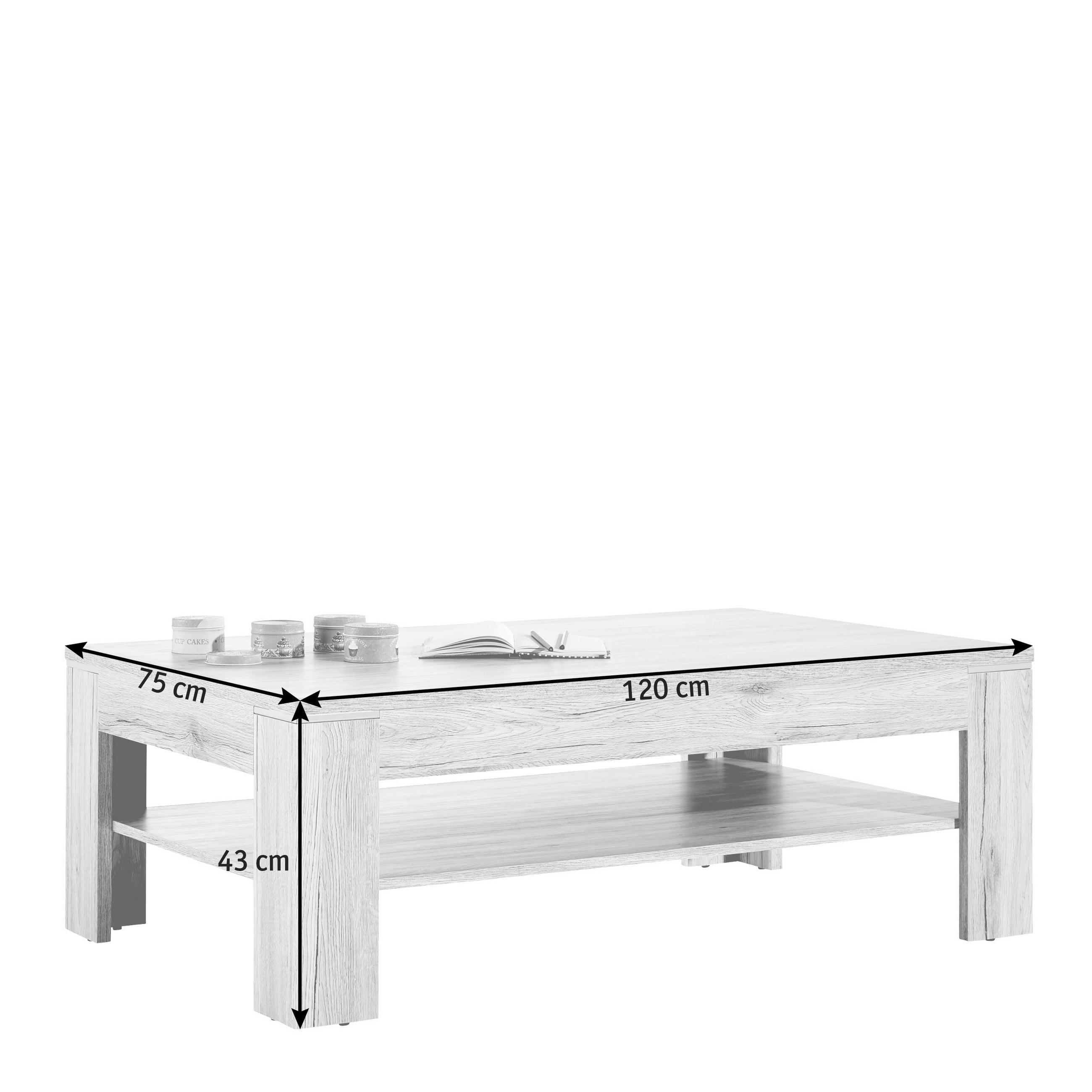 MĂSUȚĂ DE CAFEA material pe bază de lemn 120/75/43 cm - culoare lemn stejar, Design, material pe bază de lemn (120/75/43cm) - Hom`in