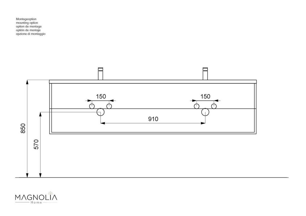 WASCHTISCHKOMBI 180 cm  - Graphitfarben/Weiß, Basics, Holzwerkstoff/Stein (180cm) - MID.YOU
