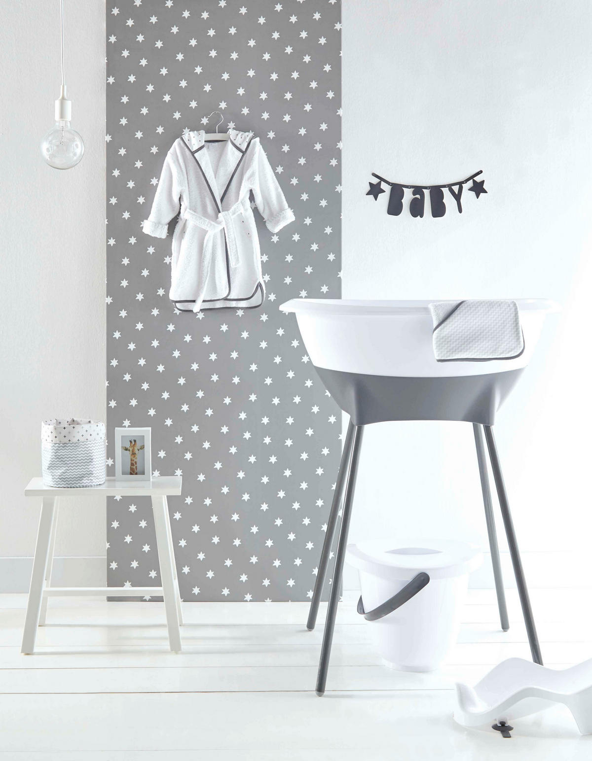 Luma Badewanne und Pflegeset LUMA Snow White  - Anthrazit/Weiß, Basics, Kunststoff/Metall (79,5/40/46cm) - Luma