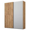 SCHWEBETÜRENSCHRANK 2-türig Grau, Eichefarben  - Eichefarben/Grau, Trend, Holzwerkstoff (151/223/68cm) - Stylife