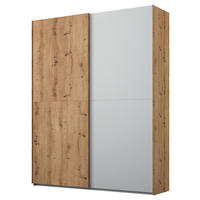 SCHWEBETÜRENSCHRANK in Grau, Eichefarben  - Eichefarben/Grau, Trend, Holzwerkstoff (151/223/68cm) - Stylife