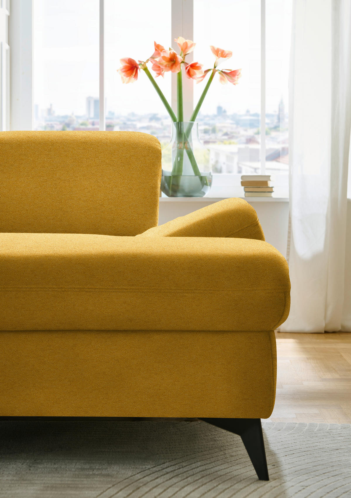 WOHNLANDSCHAFT Chenille Currygelb  - Currygelb/Schwarz, Design, Textil/Metall (255/364/198cm) - Beldomo Style