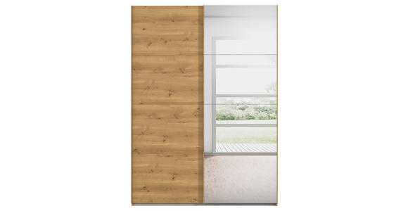 SCHWEBETÜRENSCHRANK  in Eichefarben  - Eichefarben, Design, Glas/Holzwerkstoff (162/223/68cm) - Novel