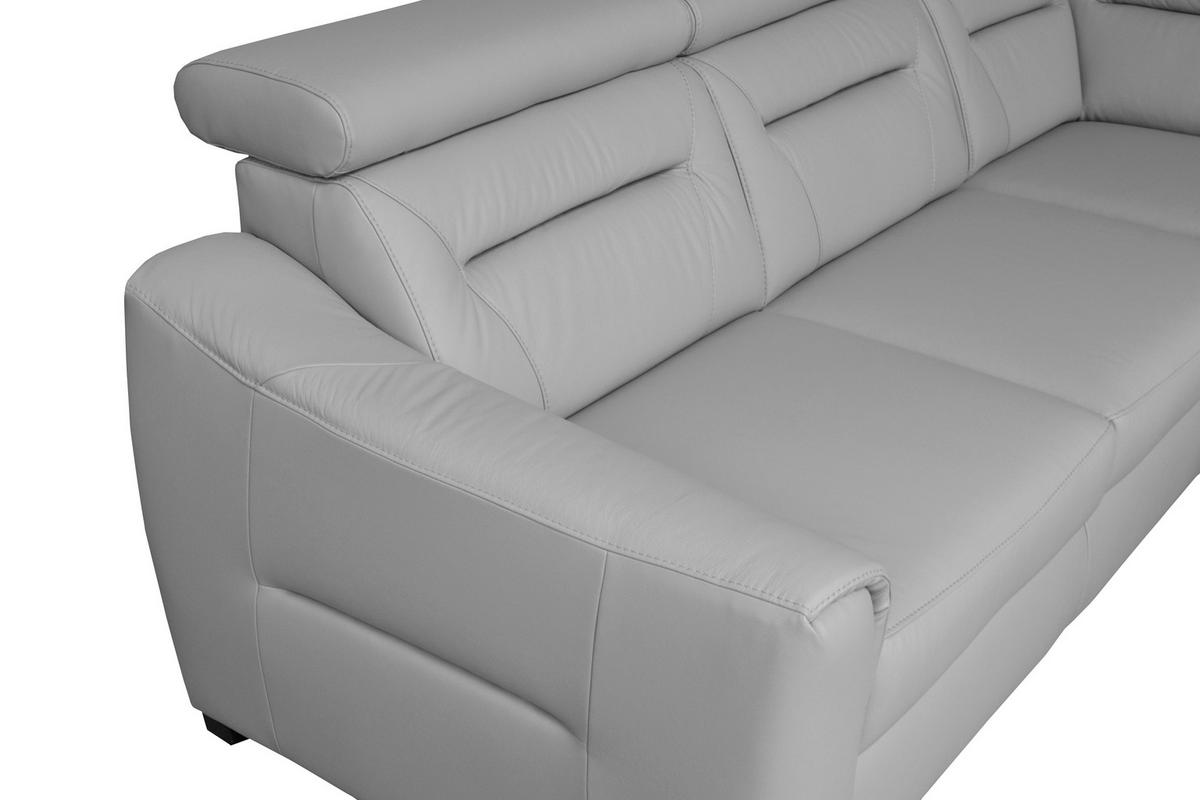 ECKSOFA  in Lederlook Echtleder Platinfarben  - Platinfarben/Wengefarben, Design, Leder/Holz (260/212cm) - Celina Home
