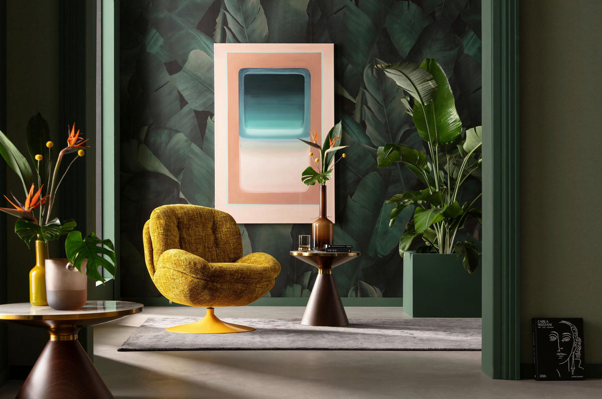 SESSEL in Struktur Gelb  - Gelb, Design, Textil/Metall (84/86/89cm) - Kare-Design