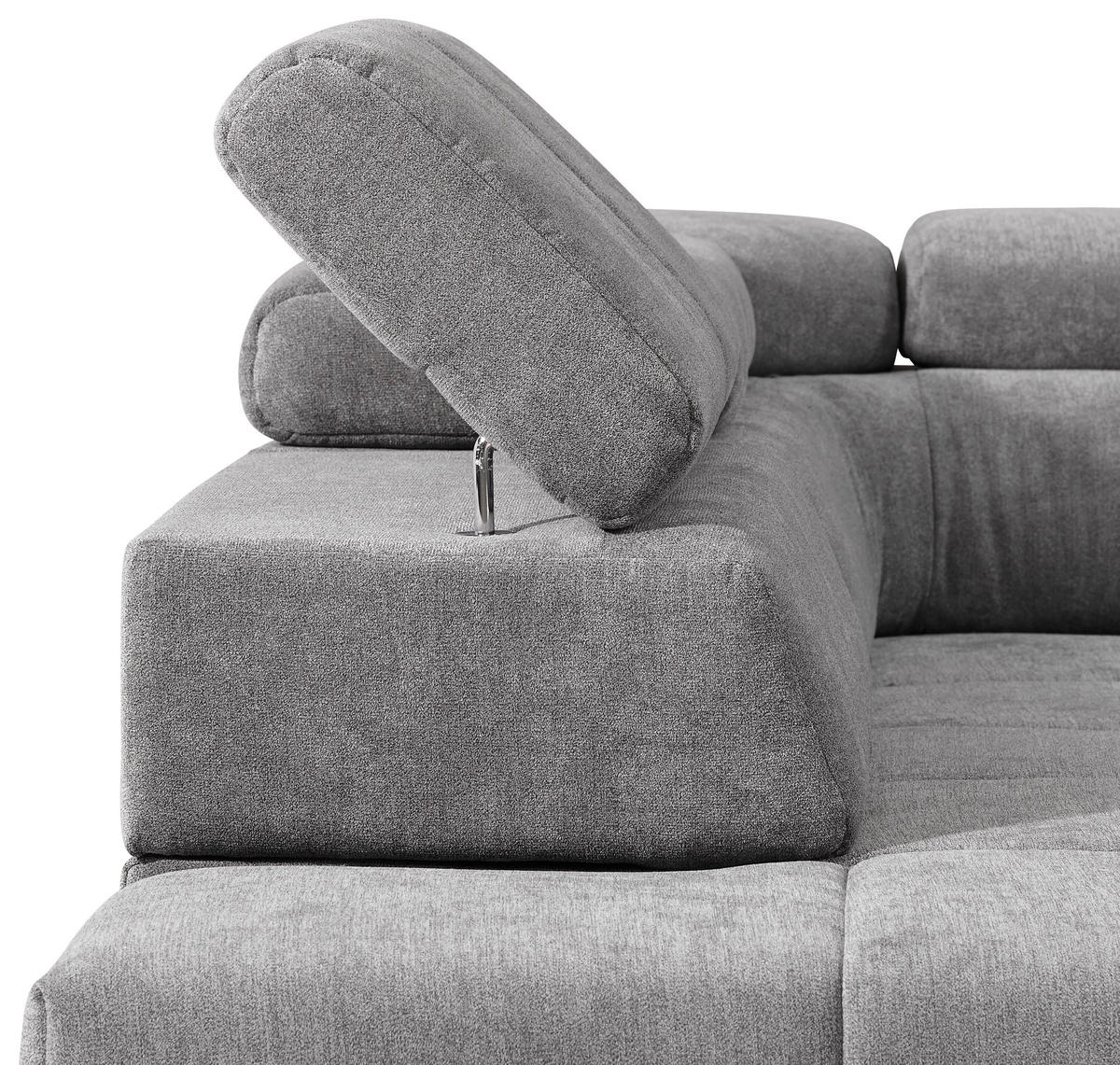ECKSOFA Dunkelgrau Webstoff  - Dunkelgrau/Silberfarben, Design, Textil/Metall (295/201cm) - Hom`in