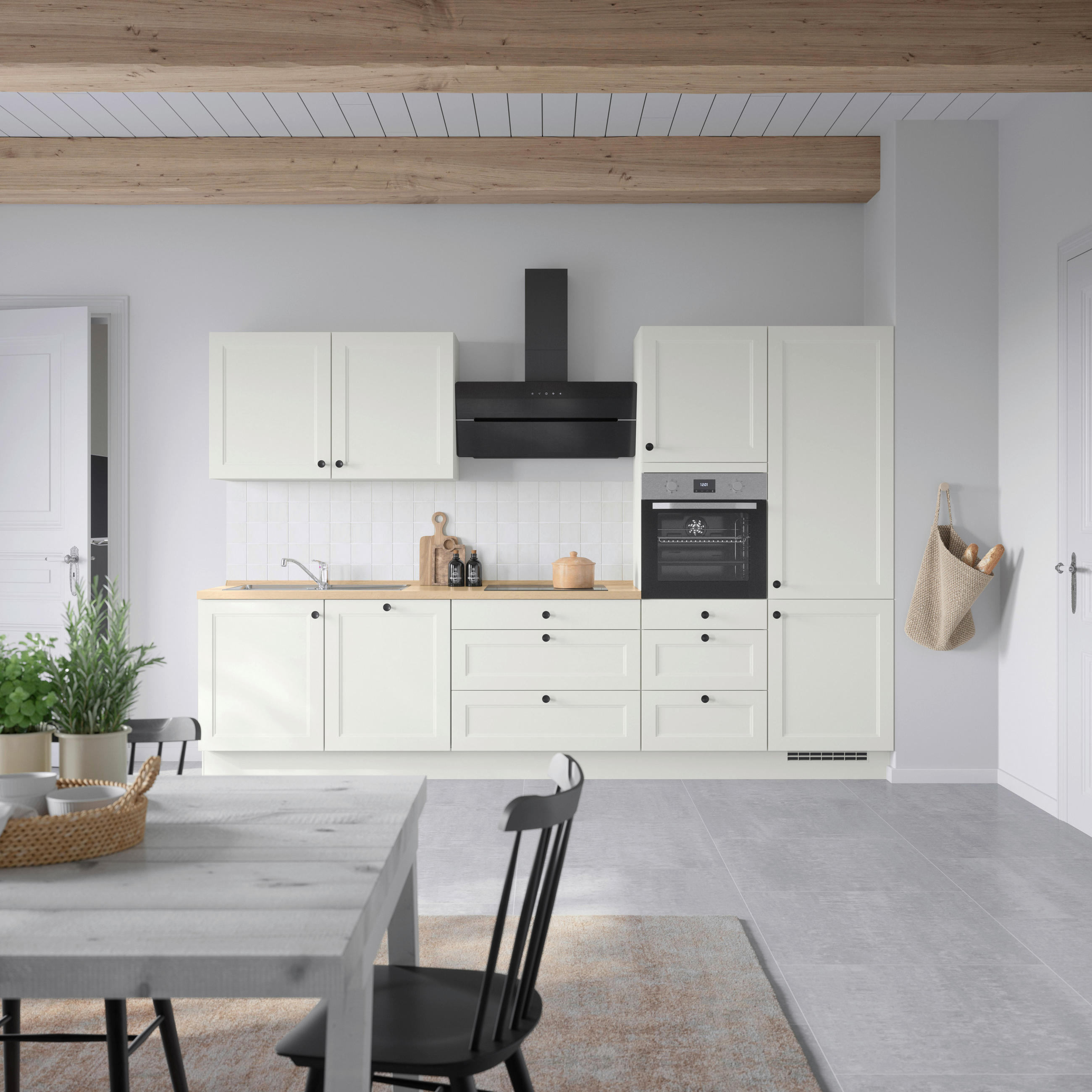 KÜCHENBLOCK 330 cm   in Weiß, Eichefarben  - Eichefarben/Schwarz, MODERN, Holzwerkstoff/Metall (330cm) - Nobilia