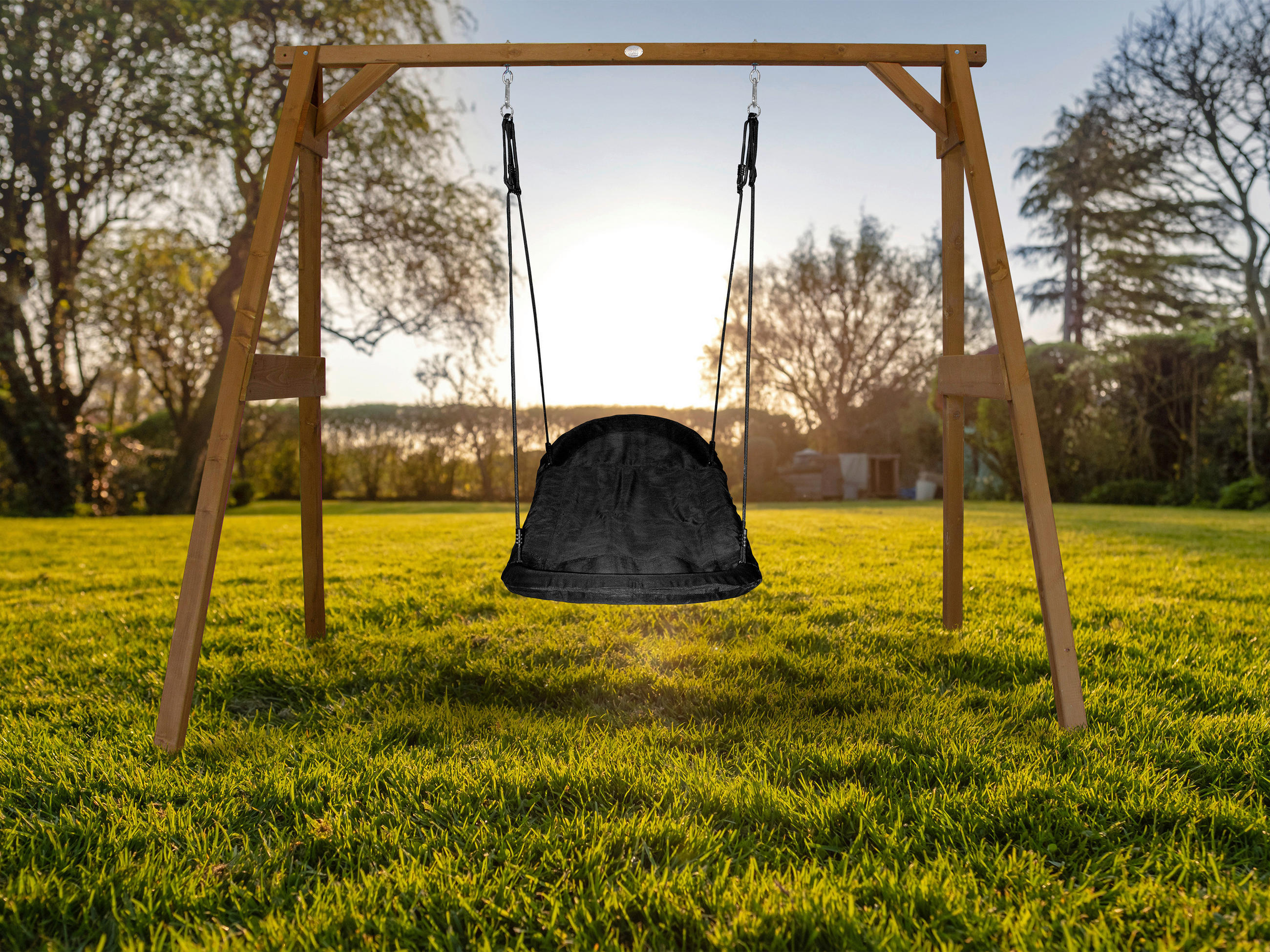 NESTSCHAUKEL Braun, Schwarz  - Schwarz/Braun, KONVENTIONELL, Holz (254/207/160cm) - Ambia Garden