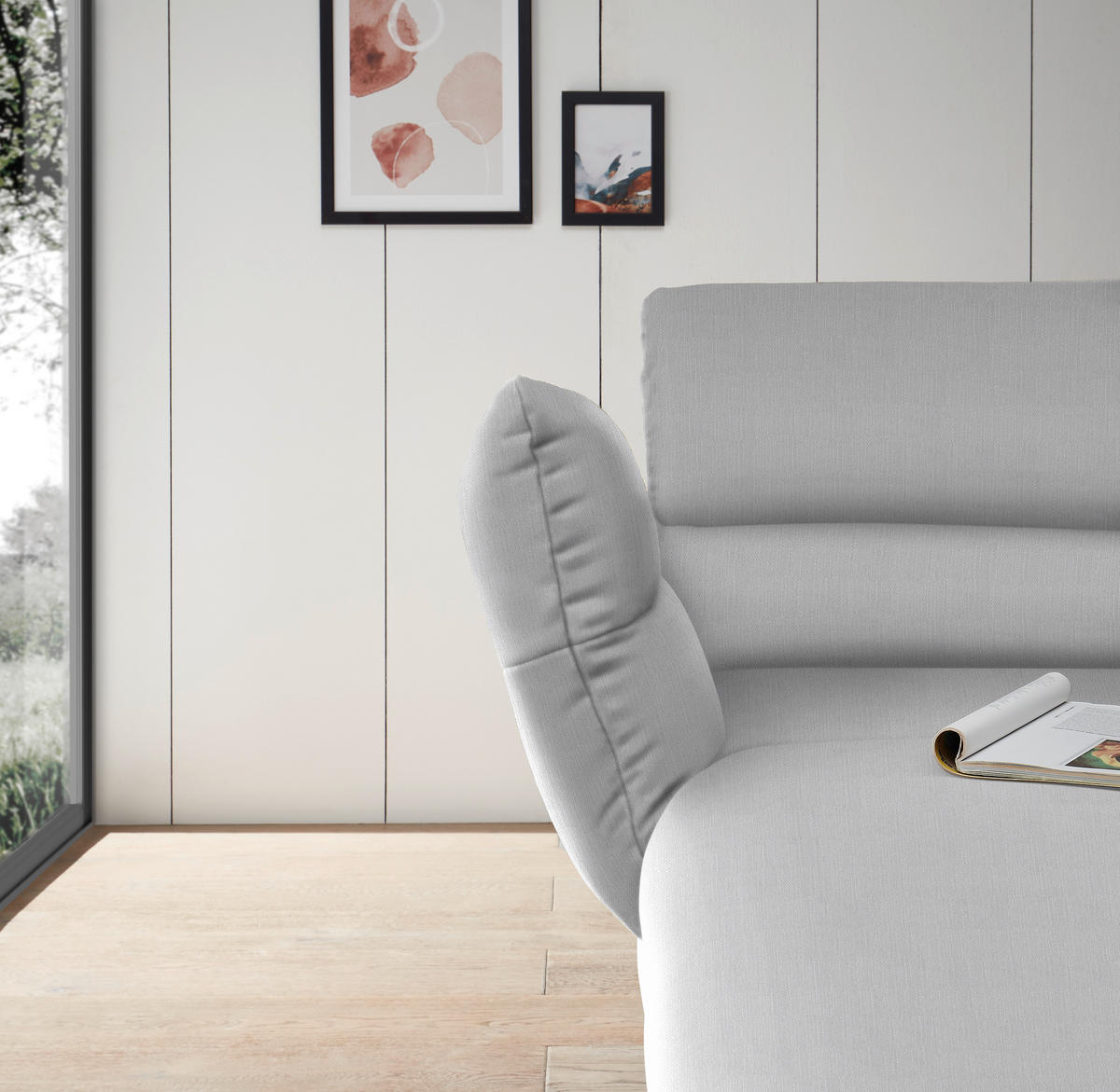 ECKSOFA in Flachgewebe Creme  176-217/279-327 cm  - Creme/Schwarz, Design, Textil/Metall (176-217/279-327cm) - Dieter Knoll