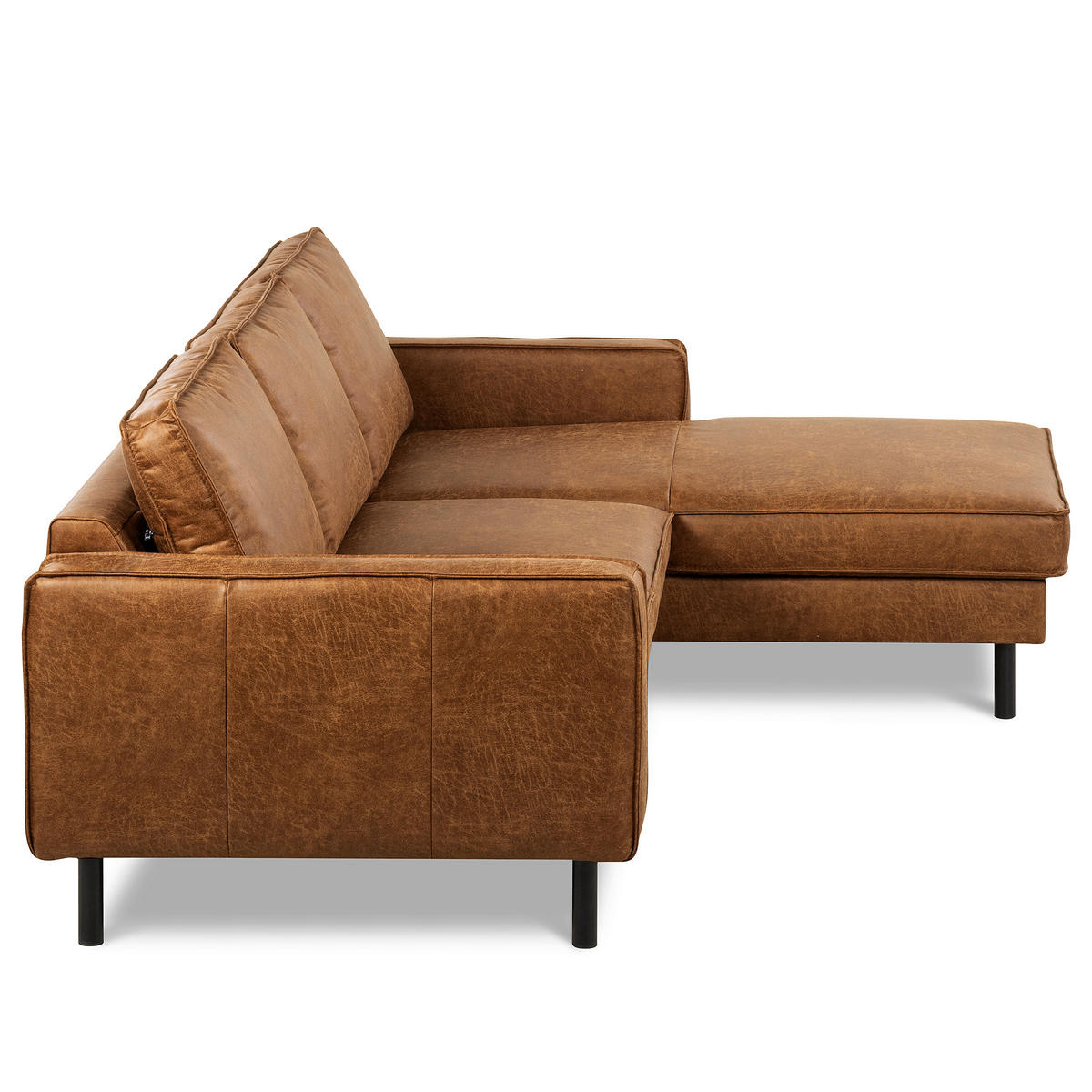 ECKSOFA Hellbraun Echtleder Lederlook Rücken echt  - Hellbraun/Schwarz, Design, Leder/Textil (166/238cm) - Livetastic