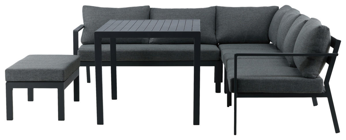 DINING-LOUNGESET  - Schwarz/Grau, KONVENTIONELL, Textil/Metall (294/210cm) - Gardenson