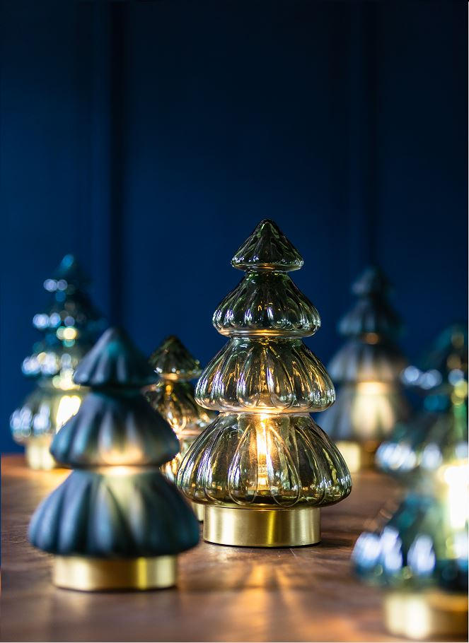 LED-TISCHLEUCHTE 12/12/18 cm   - Blau/Goldfarben, Basics, Glas (12/12/18cm) - Light & Living