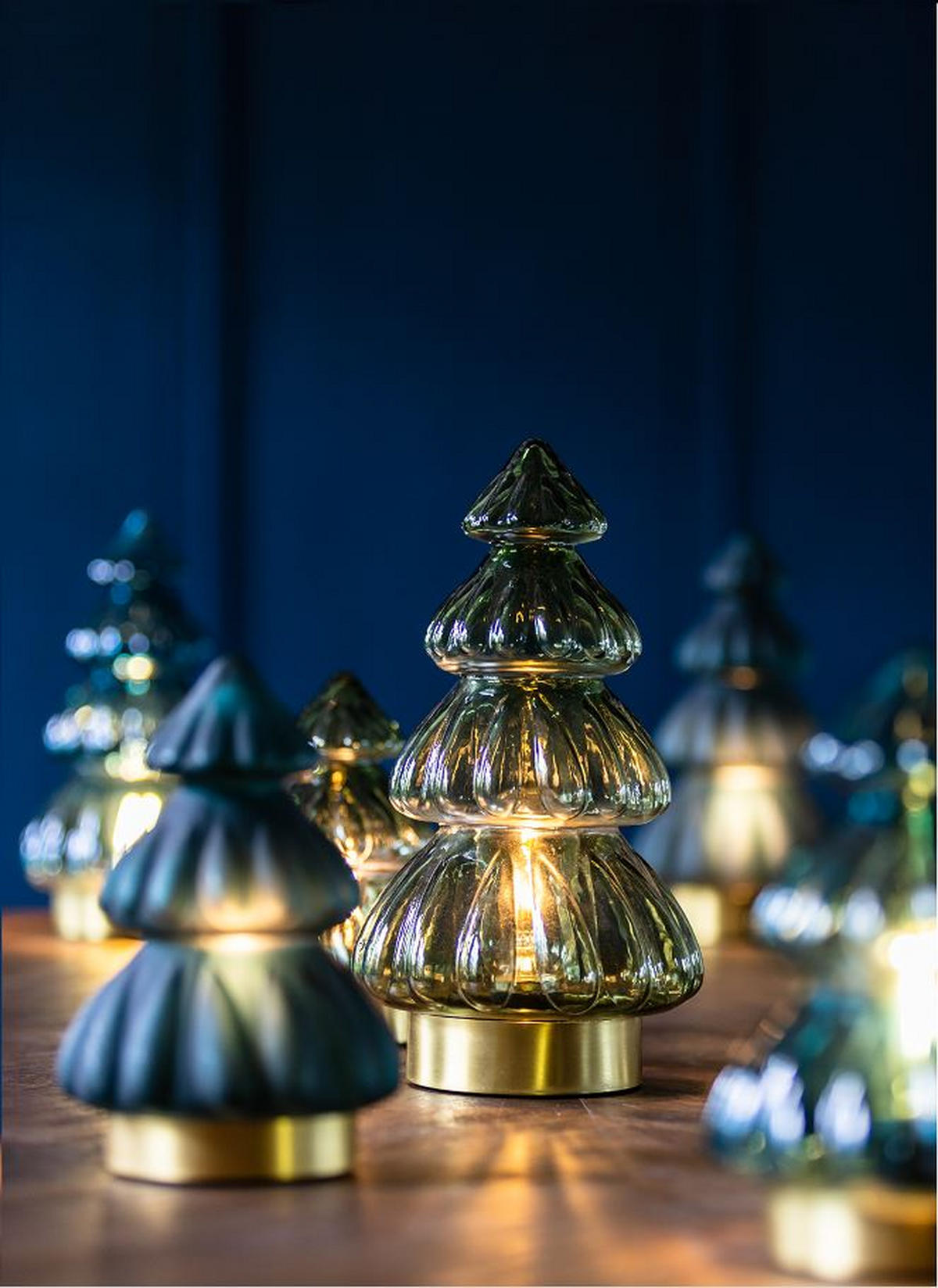 LED-TISCHLEUCHTE 12/12/18 cm   - Blau/Goldfarben, Basics, Glas (12/12/18cm) - Light & Living