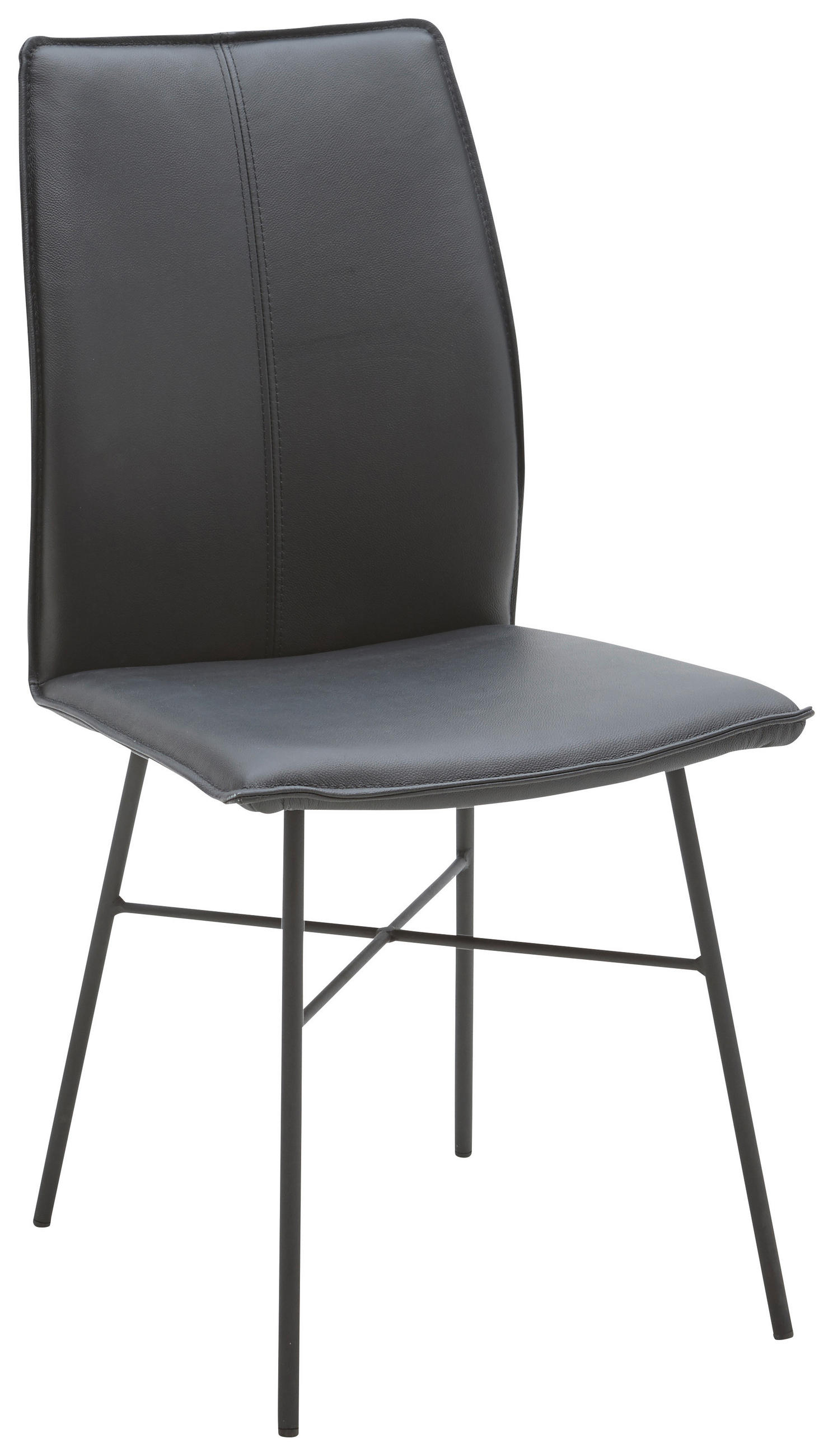 STUHL Echtleder Schwarz  - Schwarz, Design, Leder/Metall (46/93/57cm) - Dieter Knoll