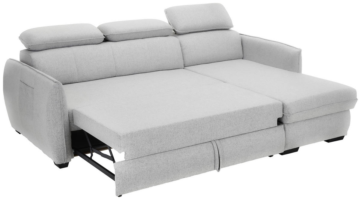 ECKSOFA in Flachgewebe Hellgrau  - Hellgrau/Schwarz, Modern, Kunststoff/Textil (182/237cm) - Carryhome