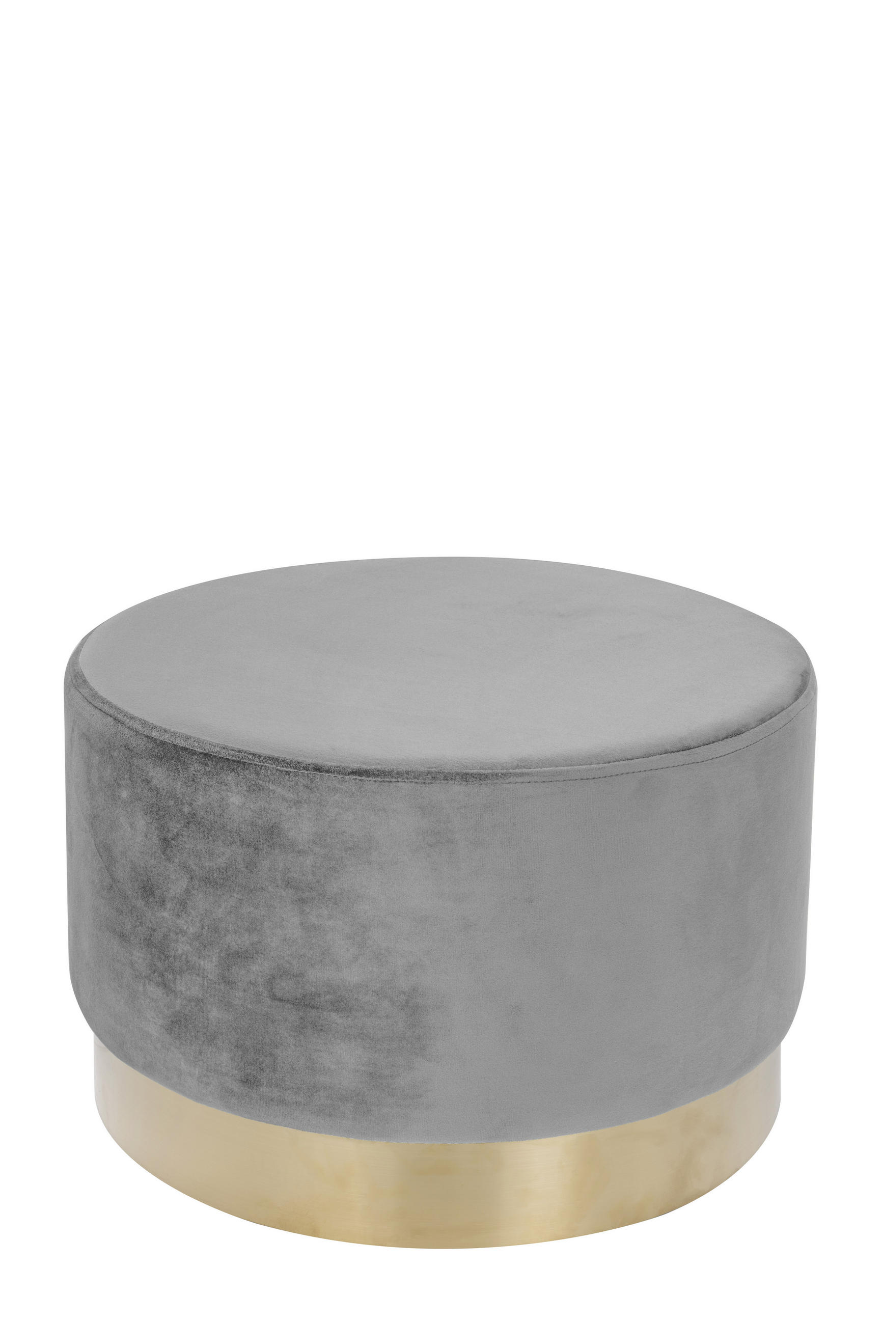 HOCKER Samt Kiefer Grau  - Goldfarben/Grau, Basics, Holz/Textil (55/43cm) - Kayoom