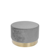 HOCKER Samt Kiefer Grau  - Goldfarben/Grau, Basics, Holz/Textil (55/43cm) - Kayoom