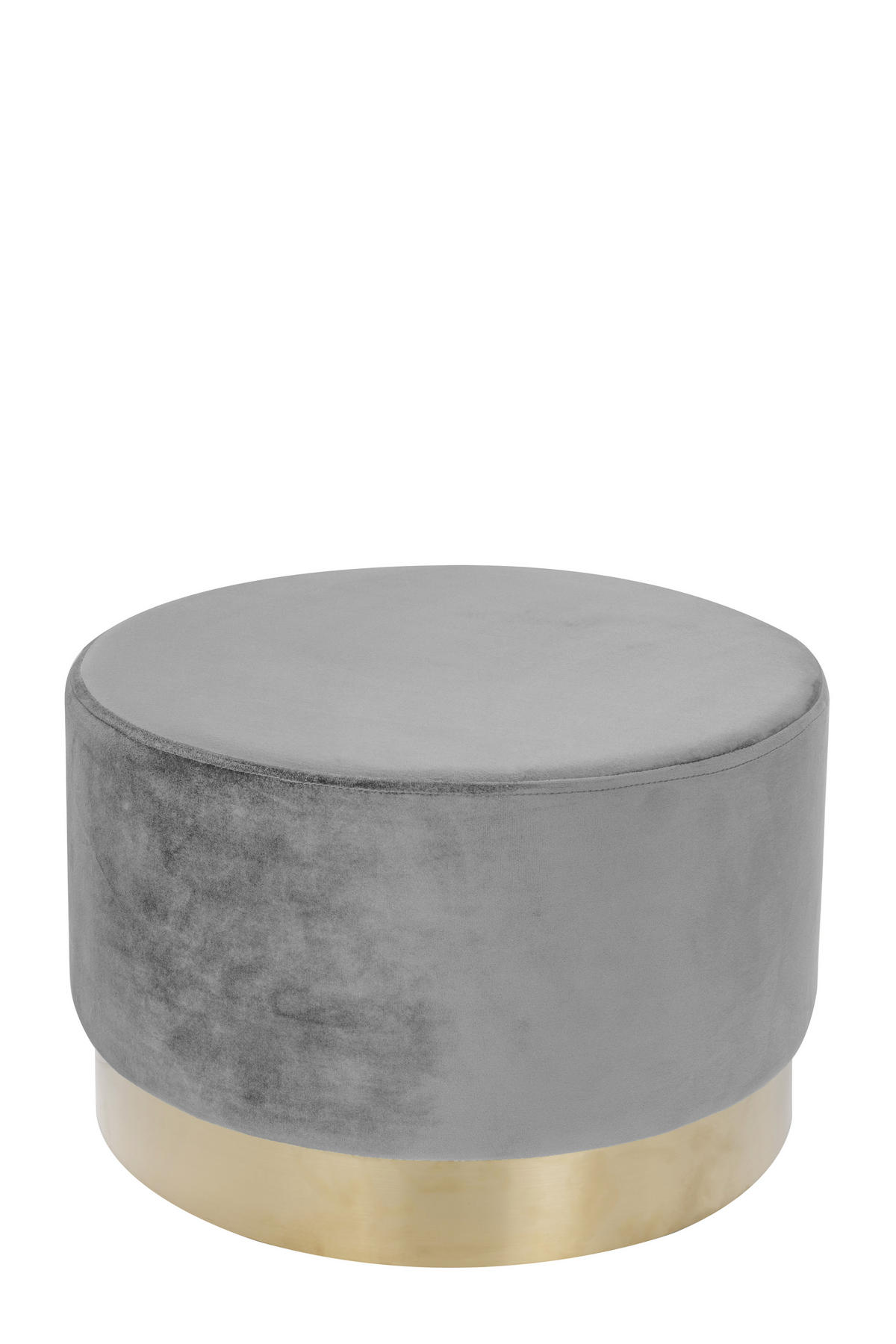 HOCKER Samt Kiefer Grau  - Goldfarben/Grau, Basics, Holz/Textil (55/43cm) - Kayoom