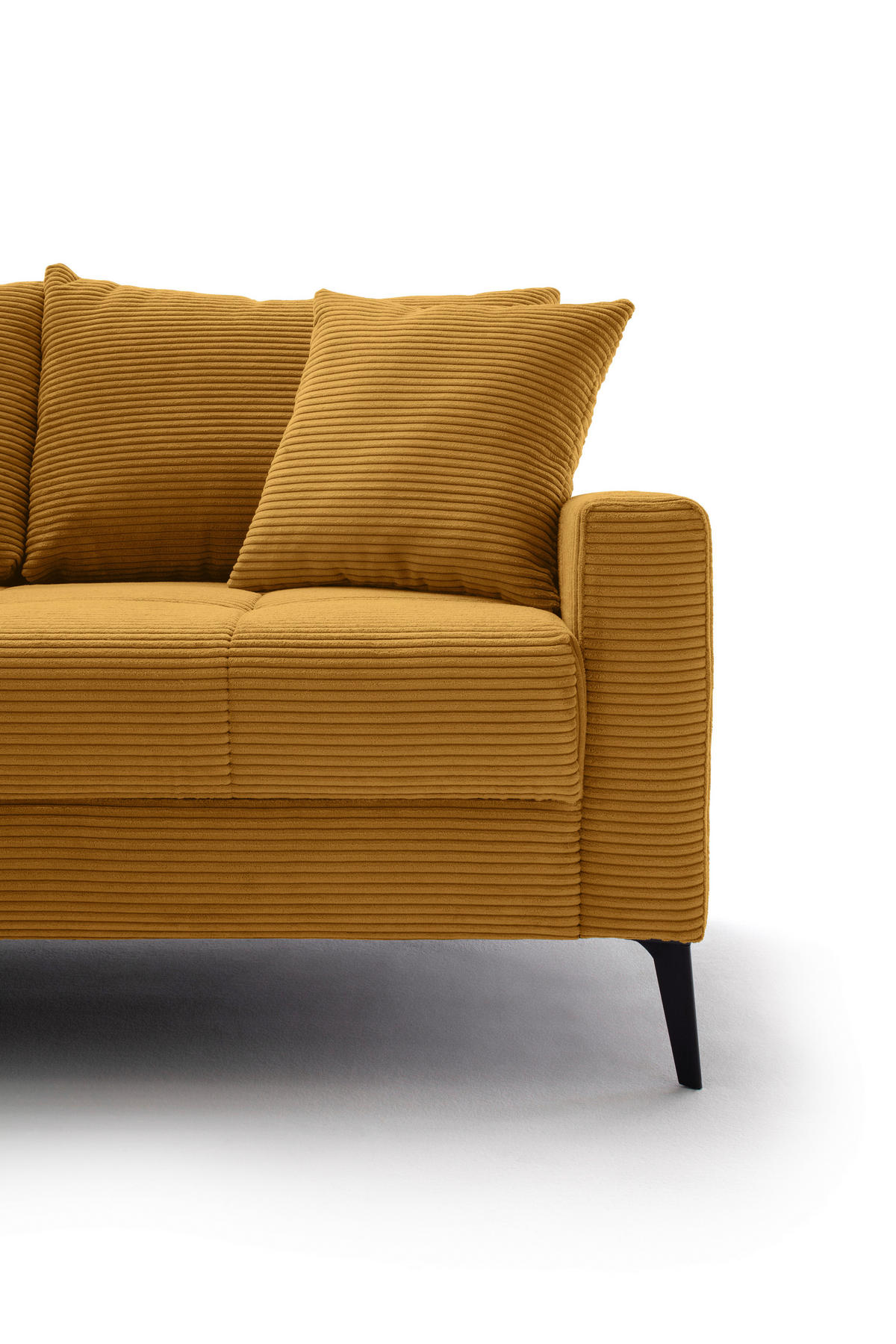 ECKSOFA Currygelb Cord  - Currygelb/Schwarz, KONVENTIONELL, Textil/Metall (173/280cm) - Hom`in