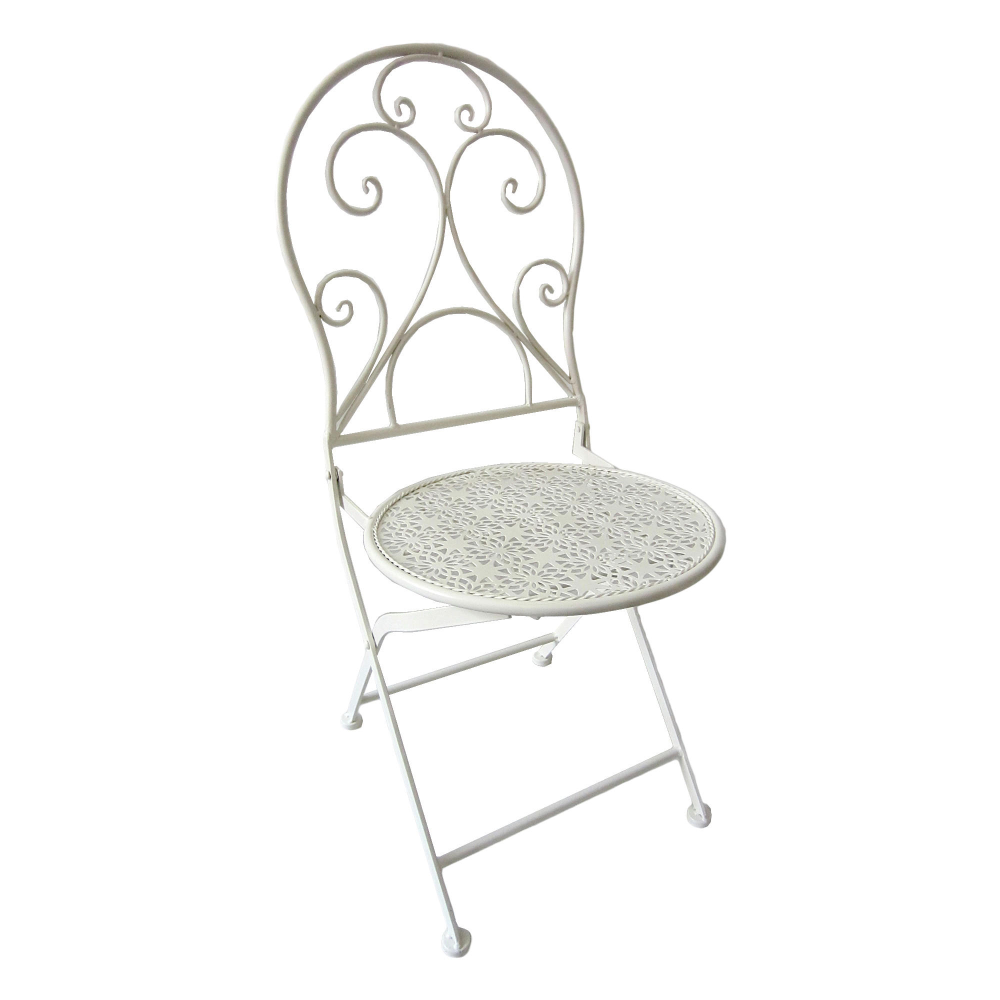 GARTENKLAPPSTUHL-SET Eisen, Stahl Weiß  - Weiß, Basics, Metall (40/93/40cm) - Gardenson
