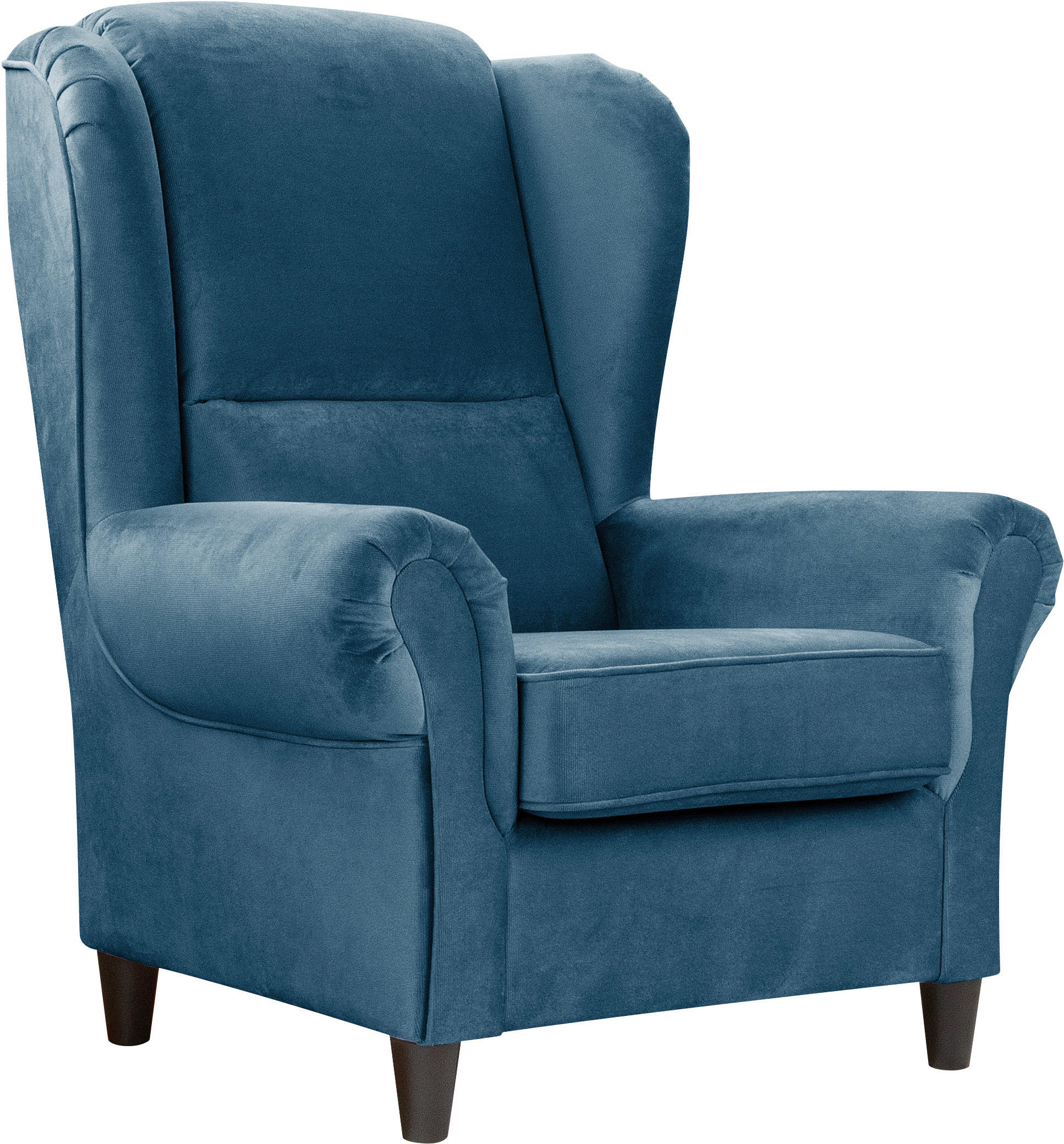 OHRENSESSEL Plüsch Blau  - Blau/Schwarz, Design, Holz/Textil (94/112/92cm) - MID.YOU