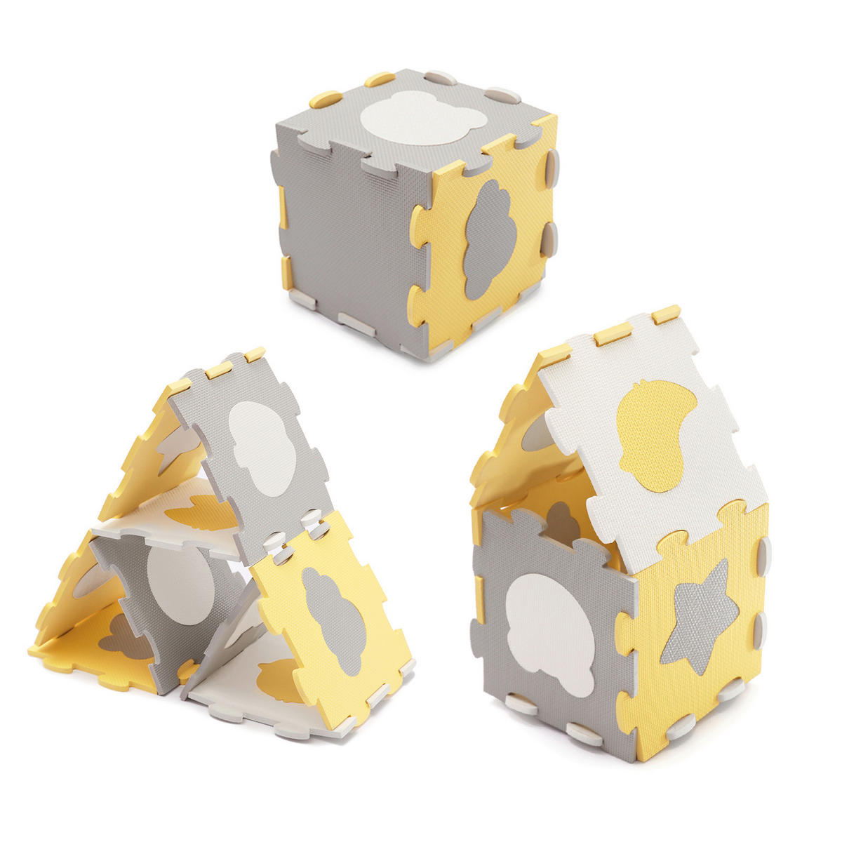 PUZZLEMATTE Luno Shapes  - Gelb/Weiß, Basics (165/1.2/185cm) - kinderkraft
