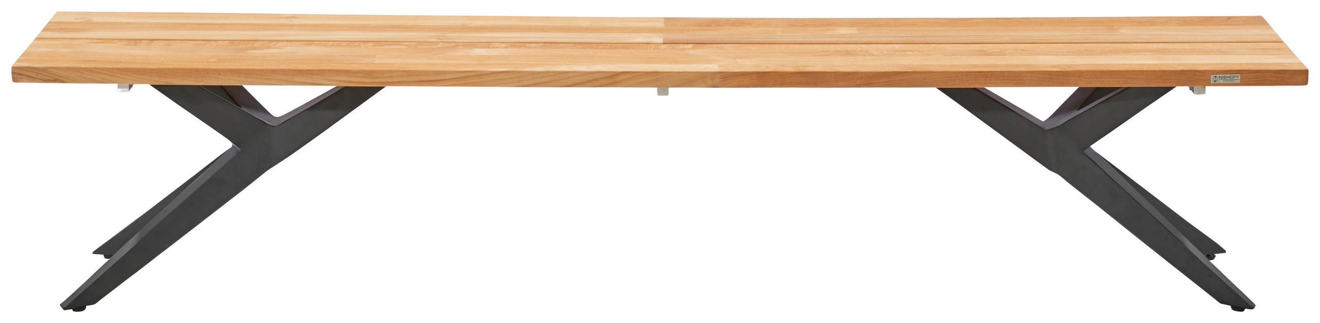 GARTENBANK 220/46/40 cm Teakholz  Aluminium  - Anthrazit/Teakfarben, Design, Holz/Metall (220/46/40cm) - Musterring