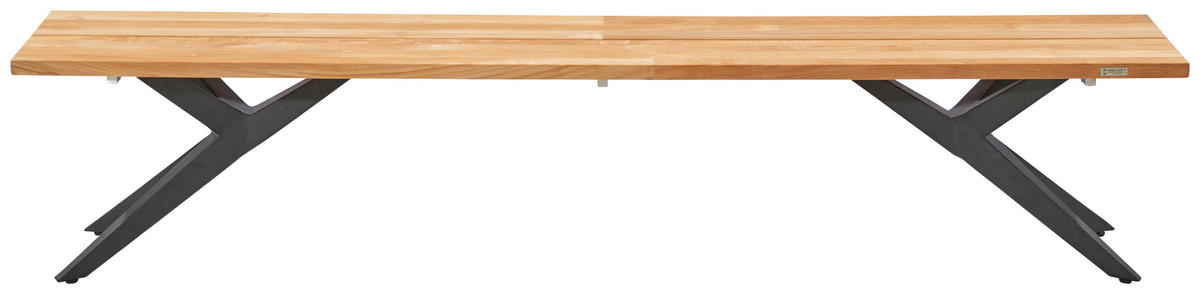 GARTENBANK 220/46/40 cm Teakholz  Aluminium  - Anthrazit/Teakfarben, Design, Holz/Metall (220/46/40cm) - Musterring