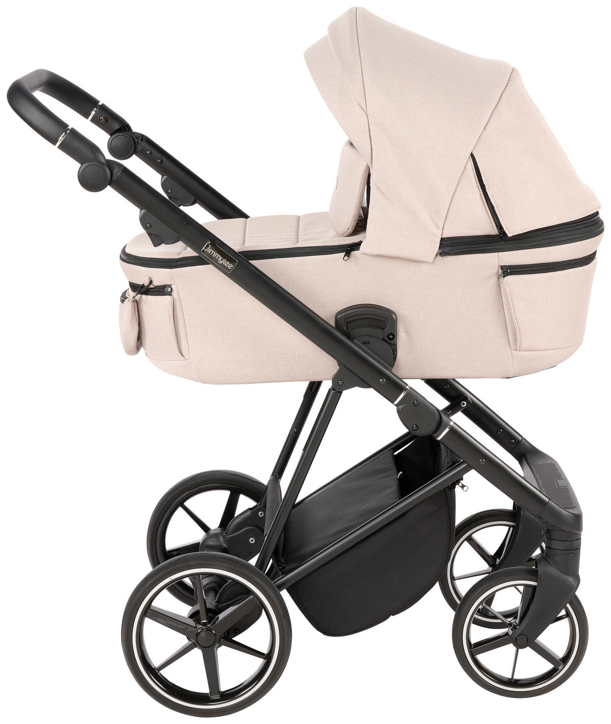 KINDERWAGENSET  - Taupe/Schwarz, Basics, Textil/Metall (57,5/116/101cm) - Jimmylee