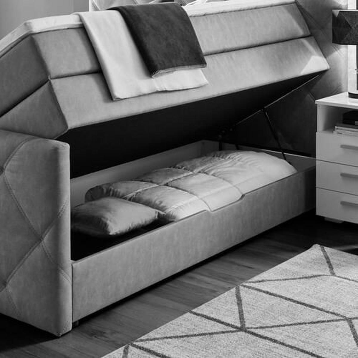 BOXSPRINGBETT 180/200 cm  in Hellgrau  - Hellgrau/Schwarz, KONVENTIONELL, Kunststoff/Textil (180/200cm) - Ti'me