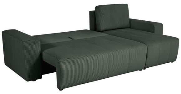 ECKSCHLAFSOFA  mit Cord Dunkelgrün  - Dunkelgrün/Schwarz, KONVENTIONELL, Textil (248/146cm) - Xora