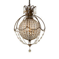 KRONLEUCHTER 45.7/77.5 cm    - Bronzefarben, Romantik / Landhaus, Glas/Metall (45.7/77.5cm) - Elstead Lighting