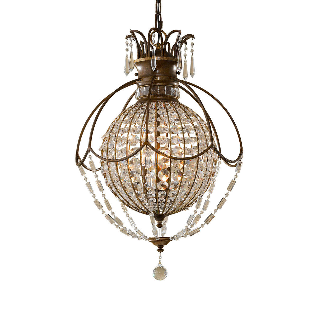 KRONLEUCHTER 45.7/77.5 cm    - Bronzefarben, Romantik / Landhaus, Glas/Metall (45.7/77.5cm) - Elstead Lighting