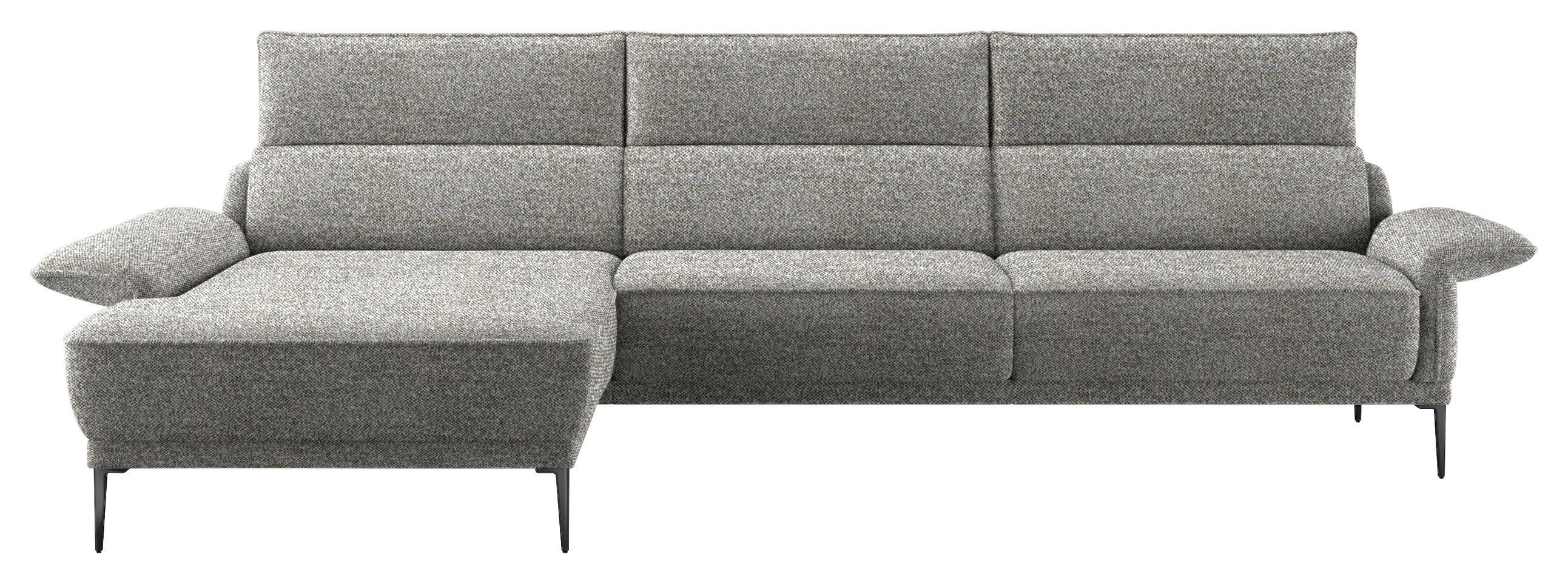 ECKSOFA in Bouclé Grau  186/330 cm  - Schwarz/Grau, MODERN, Textil/Metall (186/330cm) - Johann Jakob