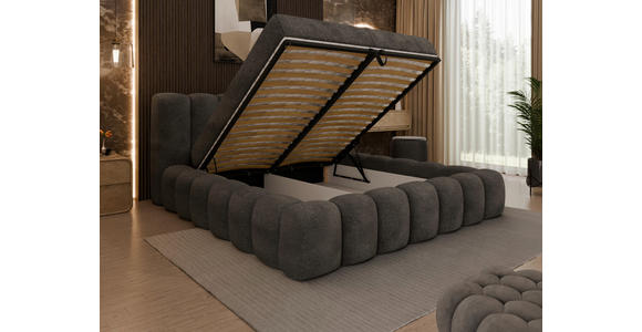 POLSTERBETT Lattenrost, Bettkasten Graphitfarben 160/200 cm  - Birkefarben/Schwarz, Trend, Holz/Kunststoff (160/200cm) - Esposa